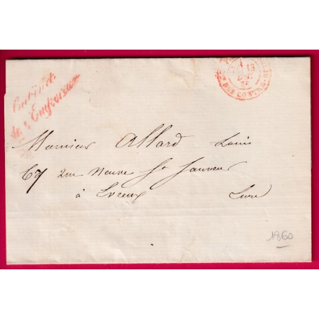 FRANCHISE CABINET DE L'EMPEREUR 1860 TEXTE CONSEIL ETAT POUR EVREUX EURE LETTRE COVER