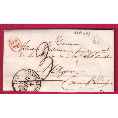 CAD TYPE 13 CHATEAU DU LOIR SARTHE BOITE RURALE C JUPILLES 1840 POUR ANGERS MAINE ET LOIRE LETTRE COVER