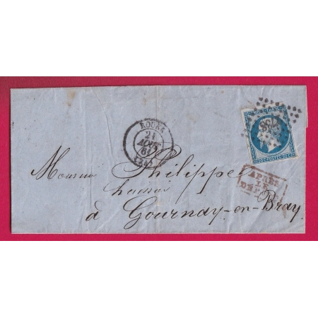 APRES LE DEPART EN ROUGE PC 2738 ROUEN SEINE INFERIEURE POUR GOURNAY EN BRAY LETTRE