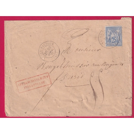 N°78 CAD NEUVY SAUTOUR YONNE 1877 TAXE MANUSCRIT 55C POUR PARIS  LETTRE
