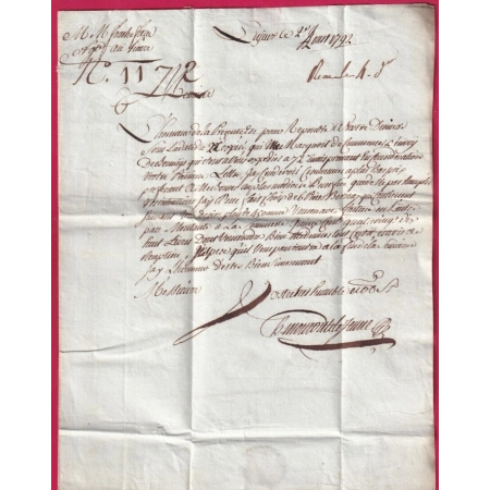 MARQUE 13 LISIEUX EN LILAS CALVADOS 1792 INDICE 14 POUR LE HAVRE SEINE INFERIEURE LETTRE
