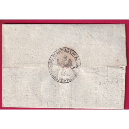 MARQUE 64 BAYONNE BASSES PYRENEES LE MAIRE DE BAYONNE DECES D'UN MILITAIRE VOLTIGEUR LA FERTE SARTHE 1811 LETTRE