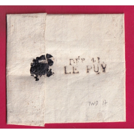 DEBOURSE DEB 41 LE PUY HAUTE LOIRE INDICE 17 1819 DEPART MONTBRISON LOIRE REEXPEDIE BRIOUDE LETTRE