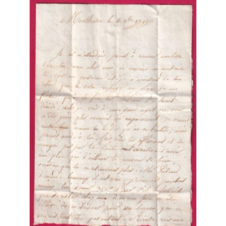 DEBOURSE DEB 41 LE PUY HAUTE LOIRE INDICE 17 1819 DEPART MONTBRISON LOIRE REEXPEDIE BRIOUDE LETTRE