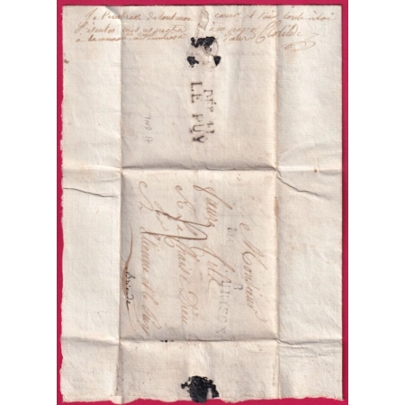 DEBOURSE DEB 41 LE PUY HAUTE LOIRE INDICE 17 1819 DEPART MONTBRISON LOIRE REEXPEDIE BRIOUDE LETTRE