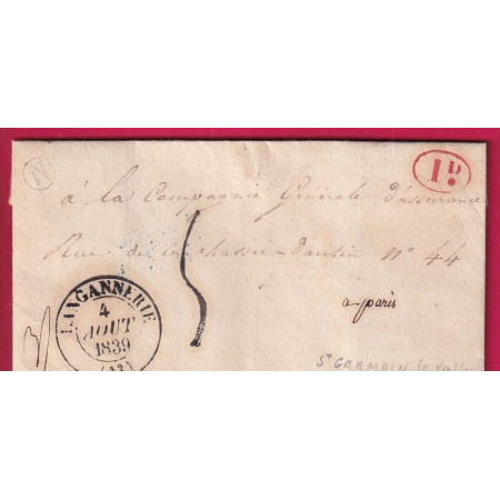 CAD TYPE 13 LANGANNERIE CALVADOS BOITE RURALE N ST GERMAIN LE VASSON DECIME RURAL POUR PARIS LETTRE