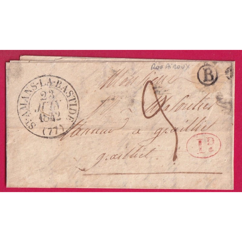 CAD TYPE 13 ST AMANS LA BASTIDE TARN 1842 BOITE RURALE B ROUAIROUX DECIME RURALE POUR GRAULHET LETTRE