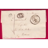 CAD TYPE 15 LISIEUX CALVADOS TAXE LOCALE 1 + CL NOIR BOITE RURALE G GLOS 1844 LETTRE