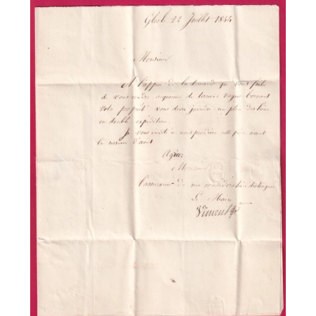 CAD TYPE 15 LISIEUX CALVADOS TAXE LOCALE 1 + CL NOIR BOITE RURALE G GLOS 1844 LETTRE