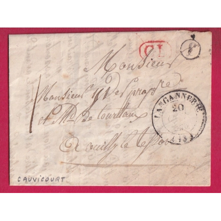 CAD TYPE 14 LANGANNERIE CALVADOS BOITE RURALE J CAUVICOURT CL ROUGE TAXE LOCALE 1 POUR OUILLY LE TESSON LETTRE