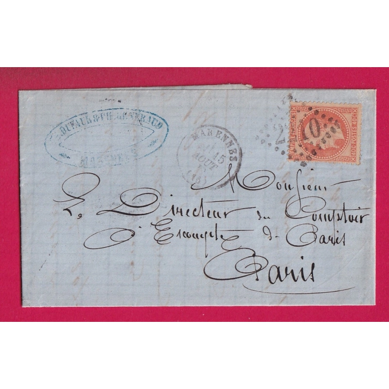N°31 GC 2210 MARENNES CHARENTE INFERIEURE POUR PARIS LETTRE