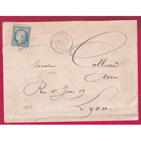 N°60 GC 4577 RETOURNAC HAUTE LOIRE CAD TYPE 17 POUR LYON INDICE 14  LETTRE COVER