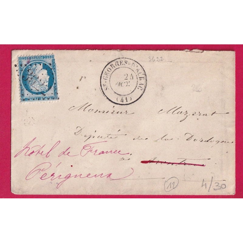N°60 GC 3622 ST GEORGES D'AURAT HAUTE LOIRE CAD TYPE 17 INDICE 12 POUR NONTRON REEXP PERIGUEUX DORDOGNE LETTRE COVER