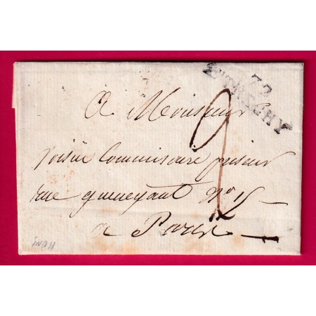 MARQUE 72 ETRECHY SEINE ET OISE 1814 INDICE 11 POUR PARIS LETTRE