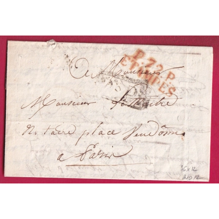 MARQUE P72P ETAMPES EN ROUGE SEINE ET OISE INDICE 12 POUR PARIS INDICE 12 LETTRE