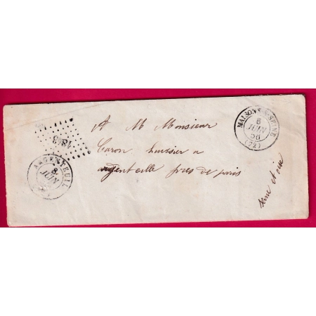 CURIOSITE PC 1843 MAISONS SUR SEINE ET OISE N°13 PAIRE AU DOS POUR ARGENTEUIL LETTRE