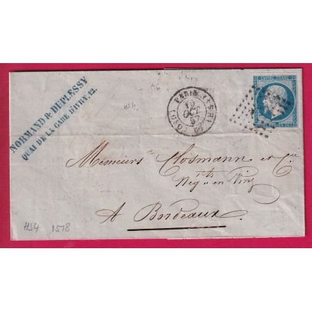 N°14 PARIS HS4 60 GSO LOSANGE HS4 POUR BORDEAUX INDICE 15 LETTRE