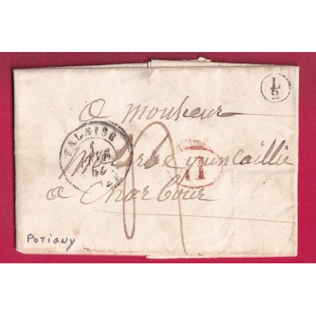CAD TYPE 15 FALAISE CALVADOS BOITE RURALE SUPPLEMENTAIRE L2 POTIGNY POUR CHERBOURG MANCHE 1843  LETTRE