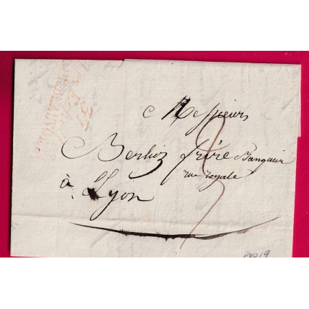 DOUBLE CURSIVE ROUGE 37 LES ECHELLES PONT DE BEAUVOISIN POUR LYON  1823 LETTRE COVER