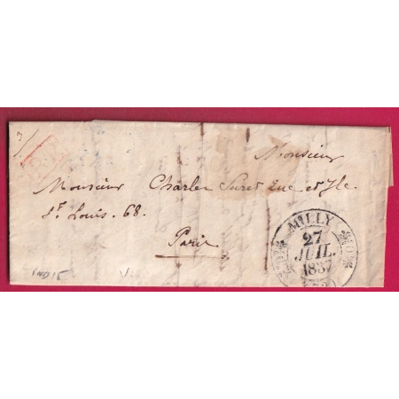 CAD TYPE 11 MILLY + PP EN ROUGE POUR PARIS INDICE 15 1837 LETTRE