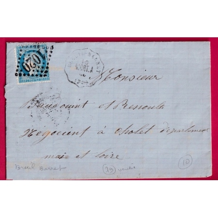N°60 CONVOYEUR STATION BREUIL BARRET VENDEE LIGNE NIORT A INDICE 11 POUR CHOLET MAINE ET LOIRE LETTRE COVER
