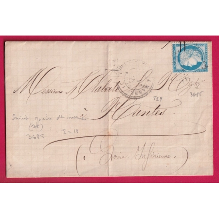 N°60 GC 3685 SAINT JOUIN DE MARNES DEUX SEVRES CAD TYPE 24 POUR NANTES INDICE 18 LETTRE COVER