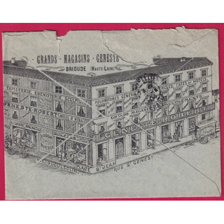 ENVELOPPE ILLUSTREE GRAND MAGASINS GENESTE ROBERT BRIOUDE HAUTE LOIRE  MOUCHON 1904 MONTPELLIER HERAULT LETTRE COVER