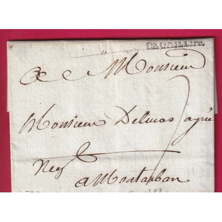 MARQUE DE GAILLAC TARN 1783 TEXTE DE CAHUZAC SUR VERE POUR MONTAUBAN TARN ET GARONNE LETTRE