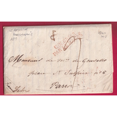 LETTRE DE RAYSILLE LOUISIANE  LOUISIANA USA 1818 1819 POUR PARIS COLONIE PAR LE HAVRE EN ROUGE SEINE INFERIEURE LETTRE