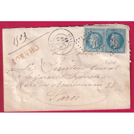N°29 PAIRE GC 691 GC REFAIT CAEN CALVADOS LETTRE CHARGE POUR PARIS LETTRE