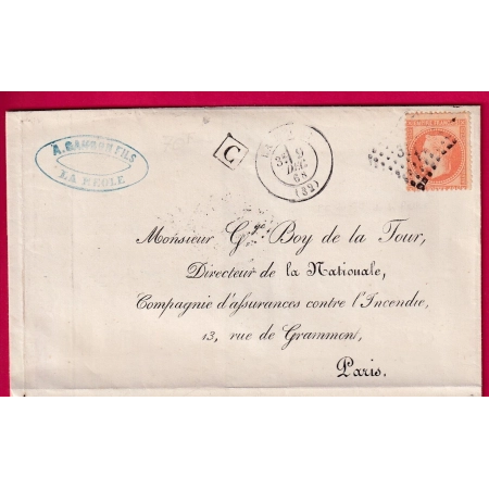 N°31 PC DU GC 3114 LA REOLE GIRONDE BOITE URBAINE C POUR PARIS LETTRE