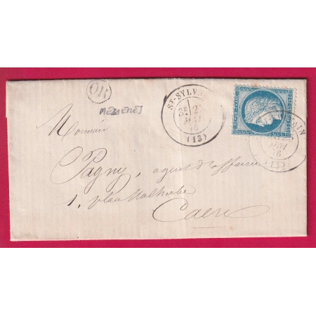 N°60 CAD TYPE 17 ST SYLVAIN CALVADOS OR MEZIERES POUR CAEN LETTRE