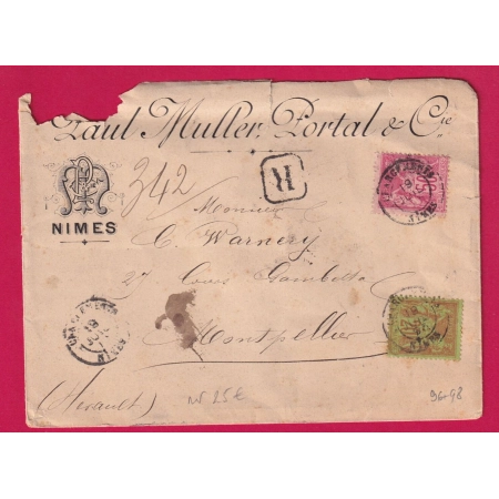 N°96 98 CHARGEMENT NIMES GARD POUR MONTPELLIER HERAULT LETTRE
