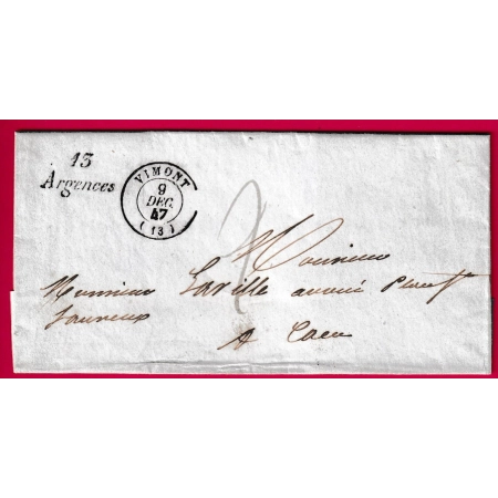CURSIVE 13 ARGENCES 1947 CAD TYPE 15 VIMONT CALVADOS POUR CAEN LETTRE