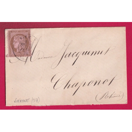 N°54 CAD TYPE 17 VIENNE ISERE POUR CHAPONOST RHONE 2 JANVIER 1876 LETTRE COVER