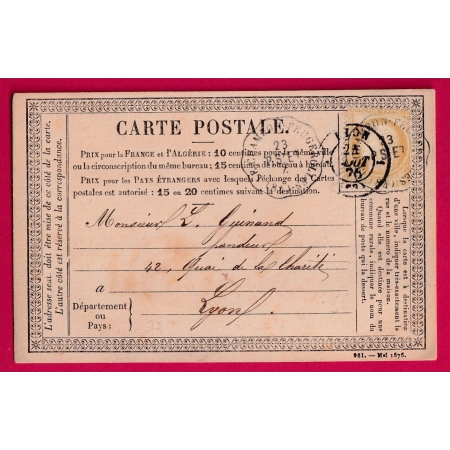 N°55 CONVOYEUR STATION LE CHAMBON FEUGEROLLES LOIRE POUR LYON CARTE PRECURSEUR LETTRE COVER