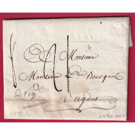 MARQUE A SEC GRASSE VAR ALPES MARITIMES 1788 + CONNAISSEMENT MARTIME POUR AGDE HERAULT LENAIN N°4A INDICE 10 LETTRE