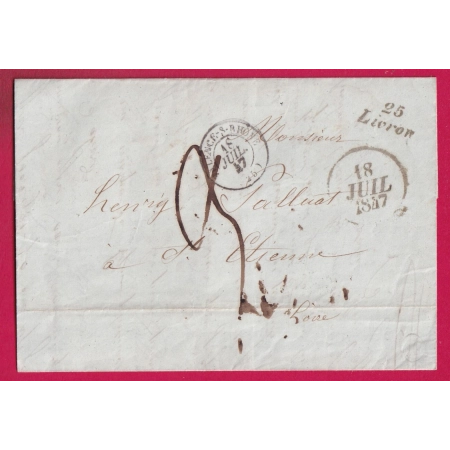 CURSIVE 25 LIVRON DROME 1847 POUR ST ETIENNE LOIRE LETTRE COVER