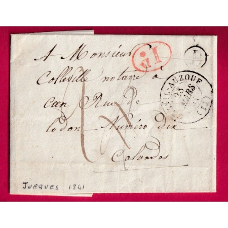 CAD TYPE 15 LE MESNIL AUZOUF CALVADOS BOITE RURALE B DECIME RURAL POUR JOURQUES 1841 LETTRE COVER