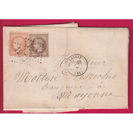 N°38 30 GC 1973 LASSAY MAYENNE POUR MAYENNE 1871 LETTRE