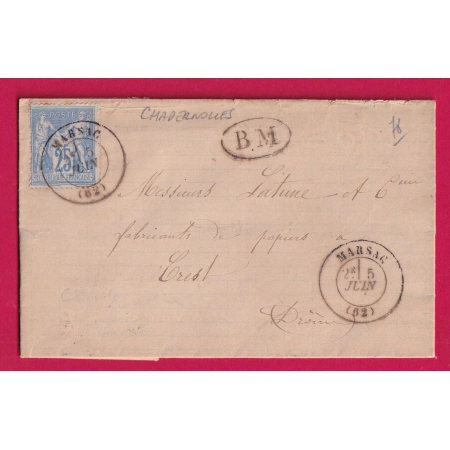 N°78 CAD MARSAC PUY DE DOME BM DE CHANDERNOLLES POUR CREST DROME LETTRE