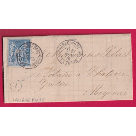 N°90 CAD CHATEAU GONTIER MAYENNE BOITE RURALE T LONGUEFUYE POUR CHATEAU GONTIER LETTRE