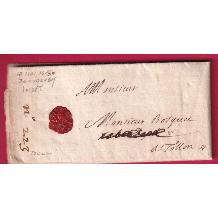 LETTRE DE BEAUGENCY LOIRET 1645 POUR TOULON VAR LETTRE