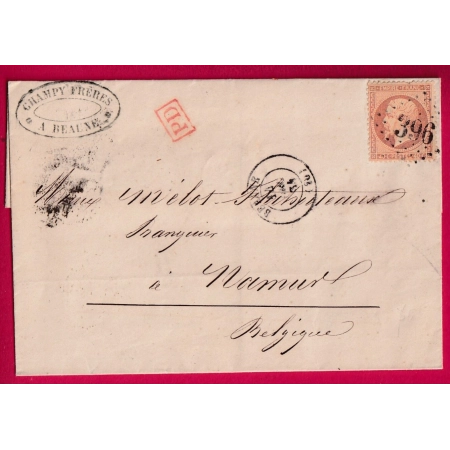N°23 GC 396 BEAUNE COTE D'OR POUR NAMUR BELGIQUE LETTRE