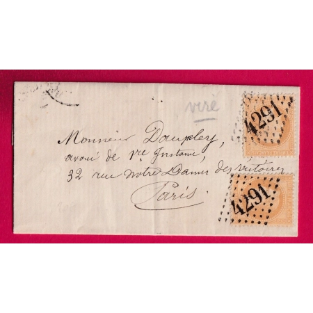 N°28 X2 GC 4291 VIRE CALVADOS SANS CAD POUR PARIS 1870 LETTRE