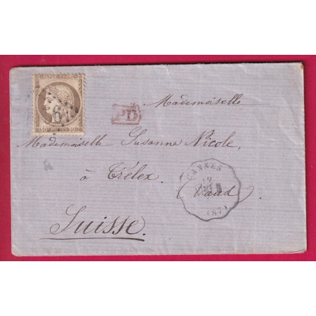 N°56 CONVOYEUR STATION CANNES ALPES MARITIMES POUR TRELEX SUISSE GC 2656 NICE  LETTRE