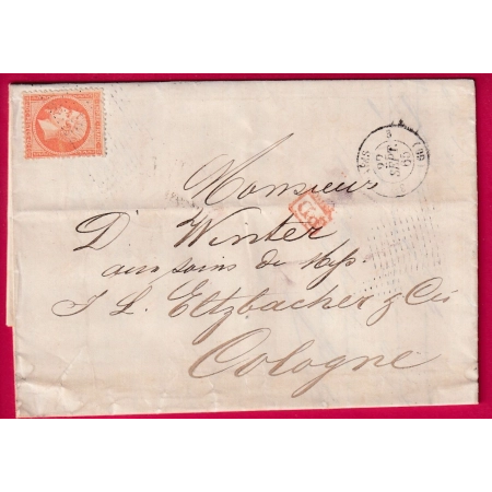 N°23 PARIS ROULETTE POINTILLES FINS 3E 60 3 POUR COLOGNE COELN ALLEMAGNE LETTRE