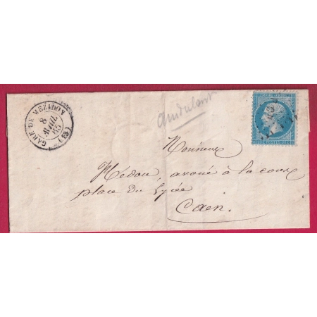 N°22 CAD TYPE 15 GARE DE MEZIDON CALVADOS AMBULANT P CN PARIS A CAEN LETTRE