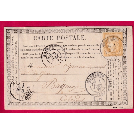 N°55 CAD HONFLEUR CALVADOS BUREAU DE PASSE 2056 LISIEUX AU RECTO POUR BAYEUX CARTE PRECURSEUR