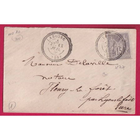 N°77 CAD TYPE 24 LABOSSE OISE INDICE 20 POUR FLEURY LA FORET EURE LETTRE
